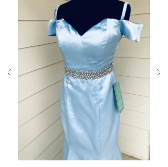 B. Smart Blue Periwinkle Satin Fit & Flare Formal Dress 15 Cinderella - Picture 5 of 13